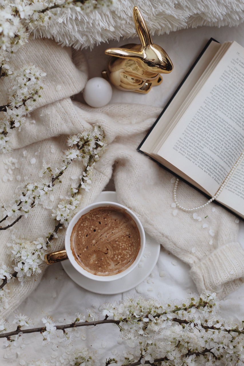 spring, coffee, flower wallpaper, flowers, nature, flat lay, book, flower background, beautiful flowers, breakfast